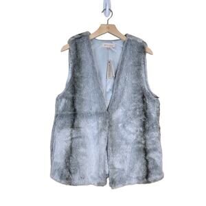 Philosophy Womens M Gray Faux Fur Vest NEW